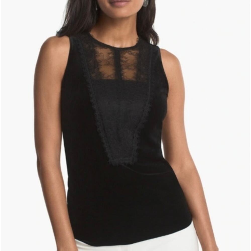 White House Black Market Black Velvet Shell Top Size S Sleeveless